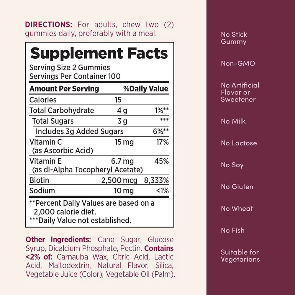 Hair Skin and Nails Gummies - Supports Healthy Hair